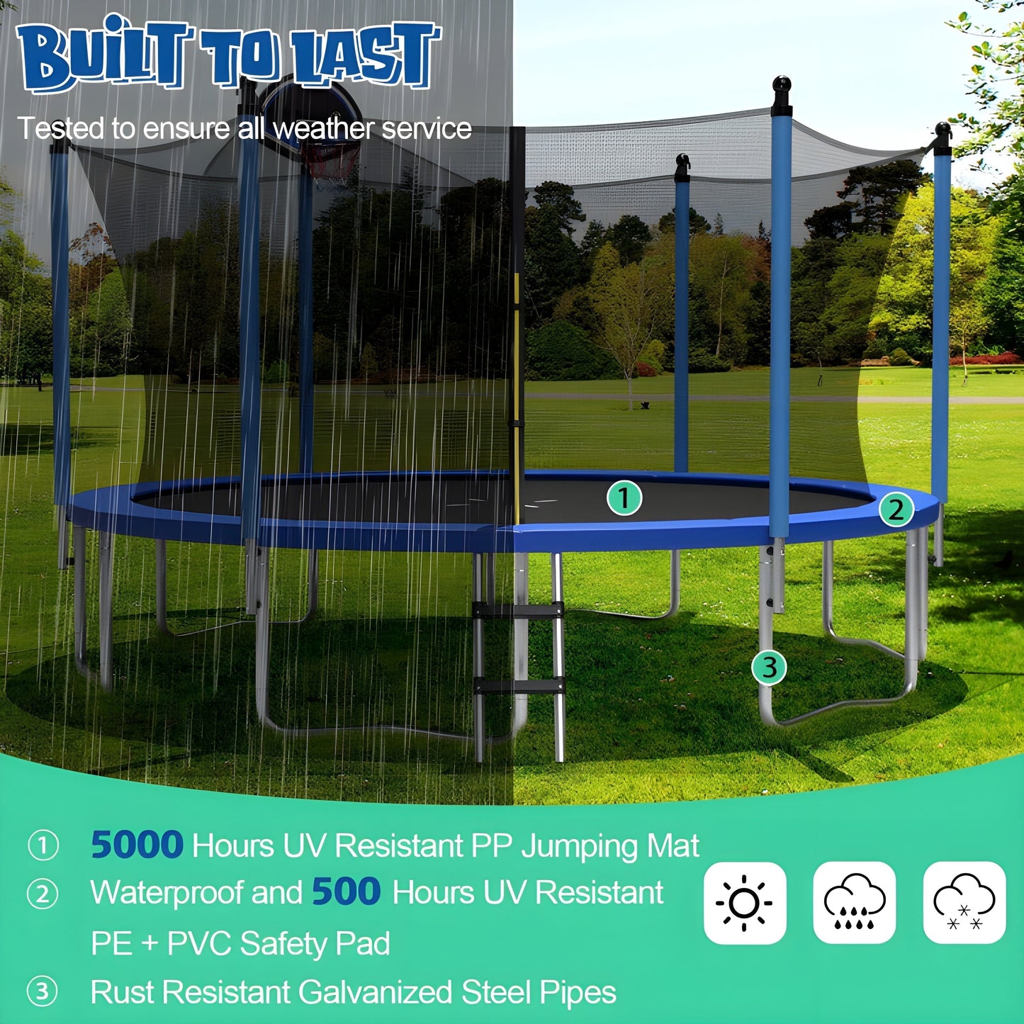 Costway Trampoline 15' Outdoor Recreational with Ladder Enclosure Net and Basketball Hoop New - TW10068+