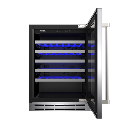 Thor Kitchen 24-Inch Single Zone Wine Cooler, 46 Wine Bottle Capacity – TWC24US