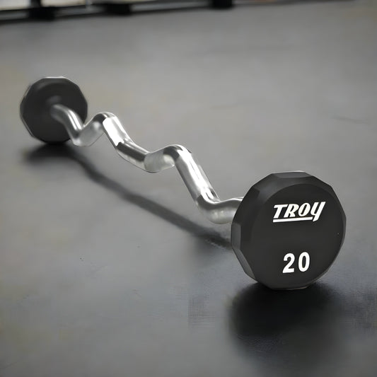 TROY  20-110 lb 12-Sided Urethane Fixed Curl Barbell Set -TZB-020-110U