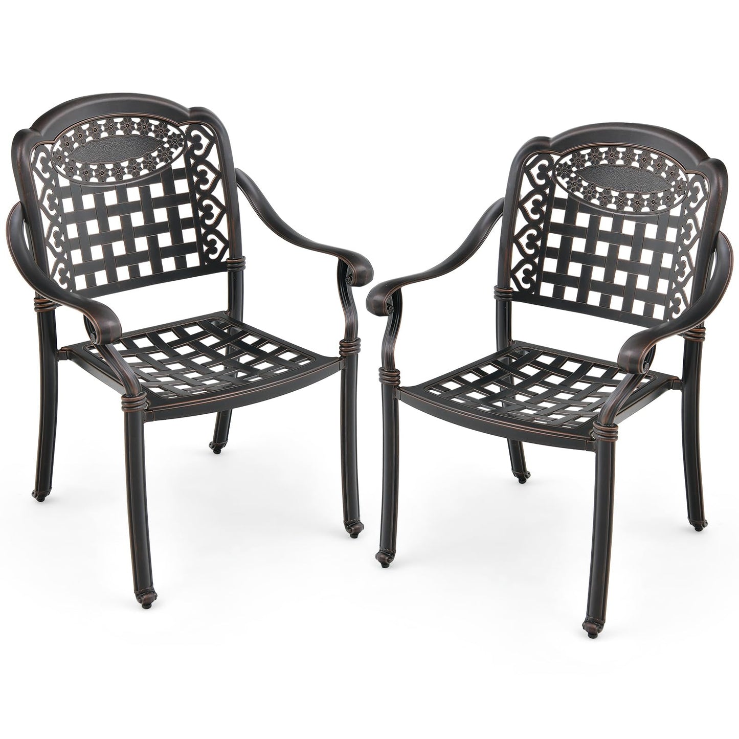 Tangkula Set of 2 Cast Aluminum Patio Dining Chairs - 2*NP11299CP-2
