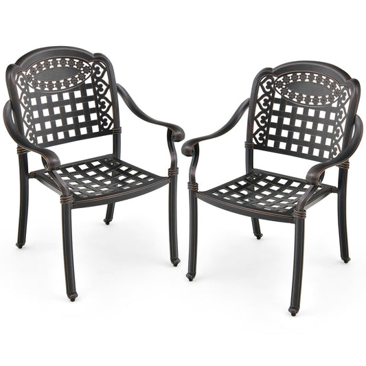 Tangkula Set of 2 Cast Aluminum Patio Dining Chairs - 2*NP11299CP-2
