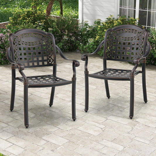 Tangkula Set of 2 Cast Aluminum Patio Dining Chairs - 2*NP11299CP-2