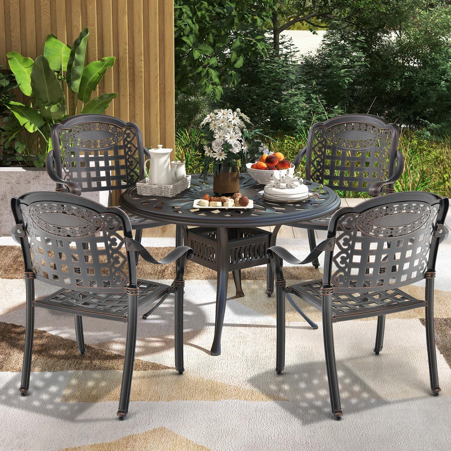 Tangkula Set of 2 Cast Aluminum Patio Dining Chairs - 2*NP11299CP-2