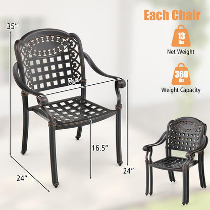 Tangkula Set of 2 Cast Aluminum Patio Dining Chairs - 2*NP11299CP-2