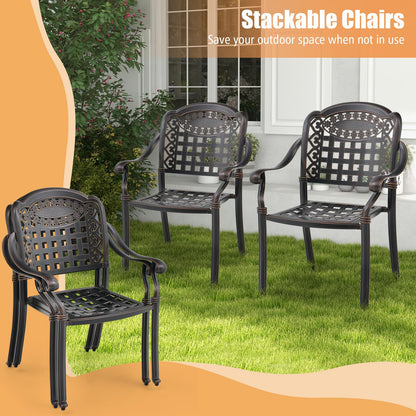 Tangkula Set of 2 Cast Aluminum Patio Dining Chairs - 2*NP11299CP-2
