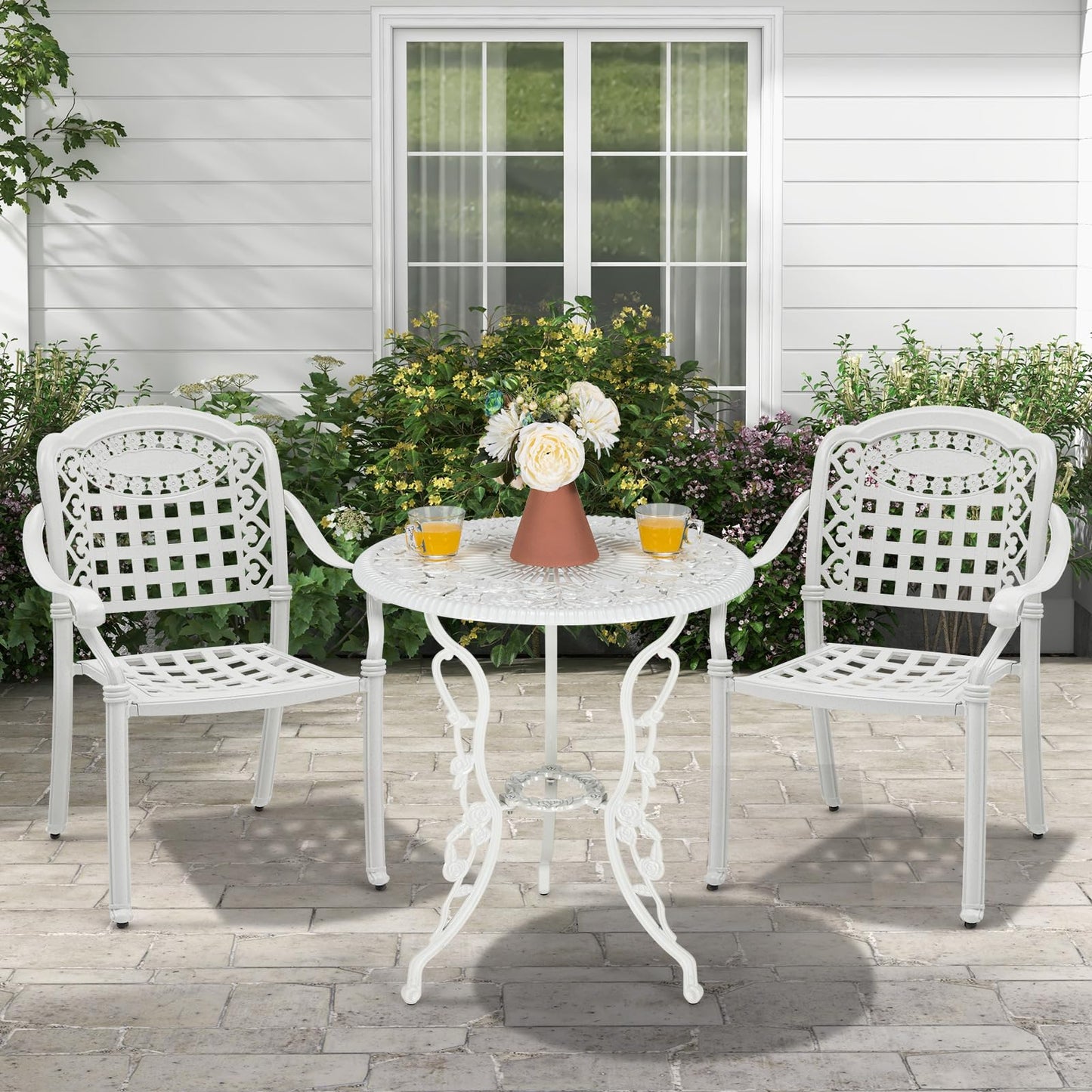 Tangkula Set of 2 Cast Aluminum Patio Dining Chairs - 2*NP11299CP-2