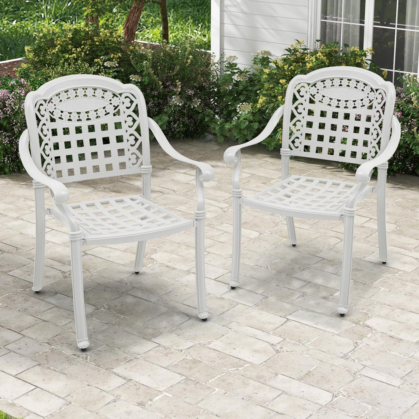 Tangkula Set of 2 Cast Aluminum Patio Dining Chairs - 2*NP11299CP-2