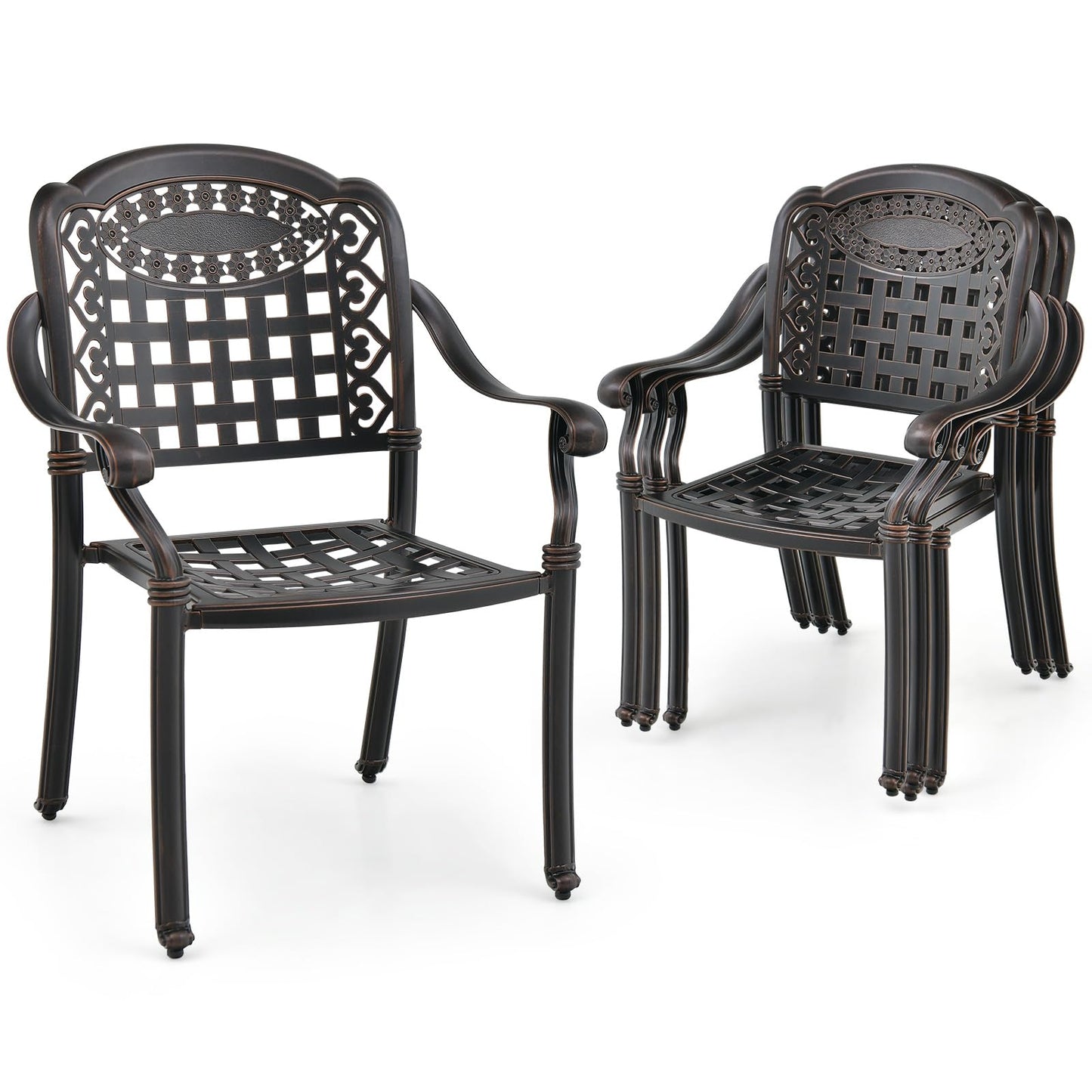 Tangkula Set of 2 Cast Aluminum Patio Dining Chairs - 2*NP11299CP-2