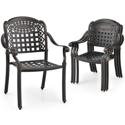 Tangkula Set of 2 Cast Aluminum Patio Dining Chairs - 2*NP11299CP-2