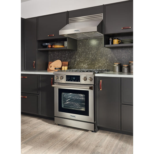 Thor Kitchen 30 In. 4.6 cu. ft. Self-Clean Gas Range in Stainless Steel with Front Touch Control, TRG3001
