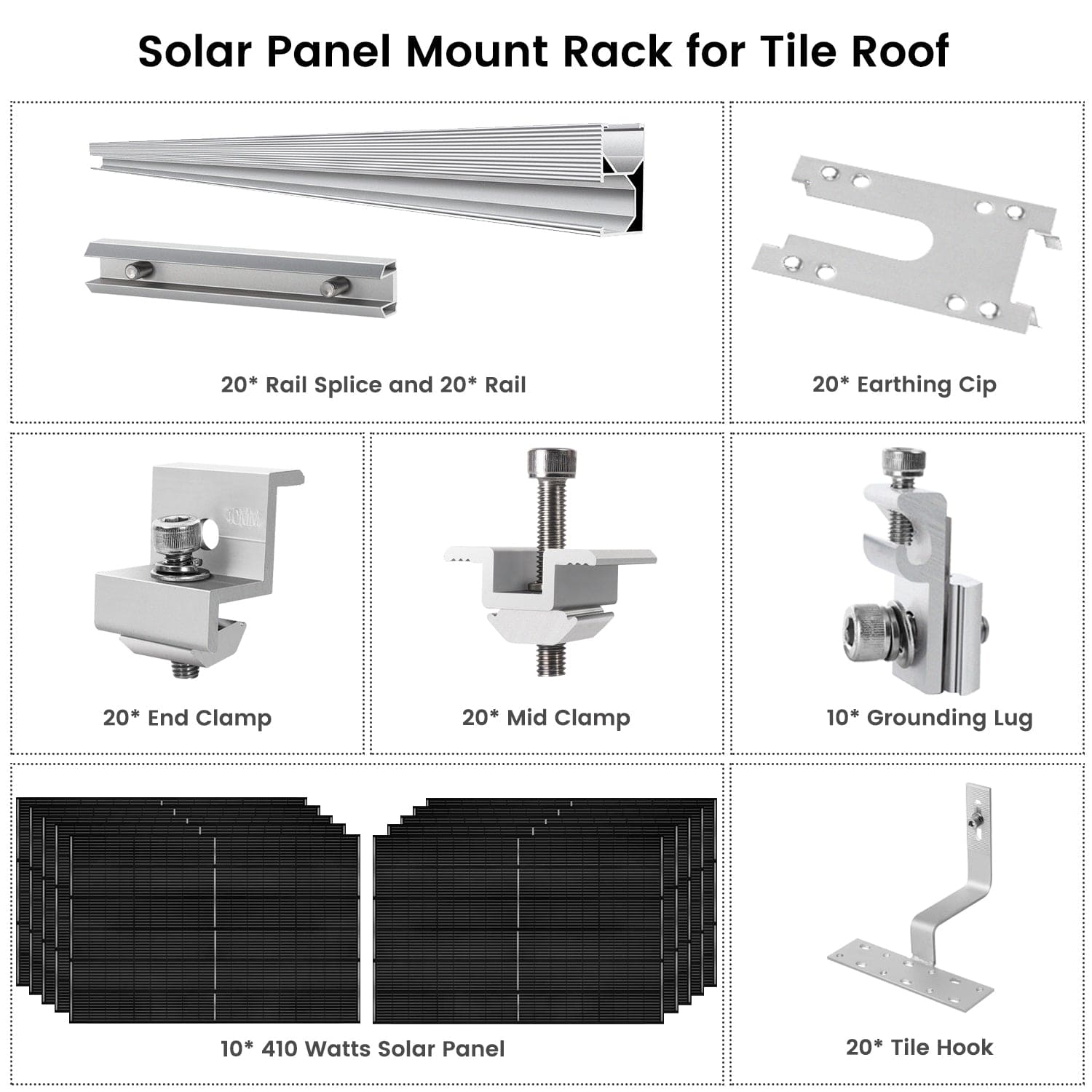 410 Watt Monocrystalline Solar Panel (10 Packs) With Solar Panel Mount Rack - Backyard Provider
