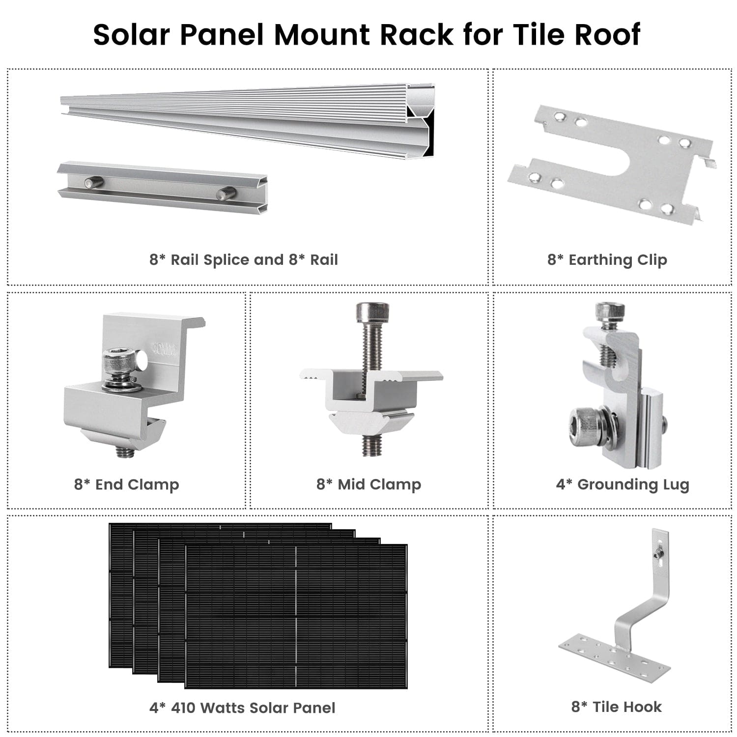 410 Watt Monocrystalline Solar Panel (4 Packs) With Solar Panel Mount Rack - Backyard Provider