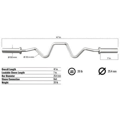 Troy Olympic Style "Economy" Super Curl Bar -  GSOZ-47