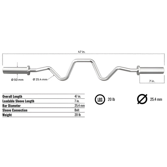 Troy Olympic Style "Economy" Super Curl Bar -  GSOZ-47