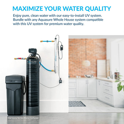 Aquasure Signature Series | 48,000 Grains Water Softener with 12 GPM Quantum De-Activator System and Triple Purpose Carbon Pre-Filter - AS-WSUV48D