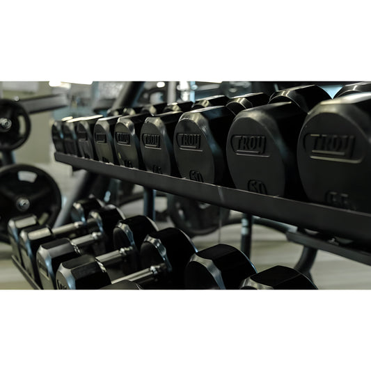 Troy  12-Sided Dumbbells & Rack Set - VERTPAC-TSDR75