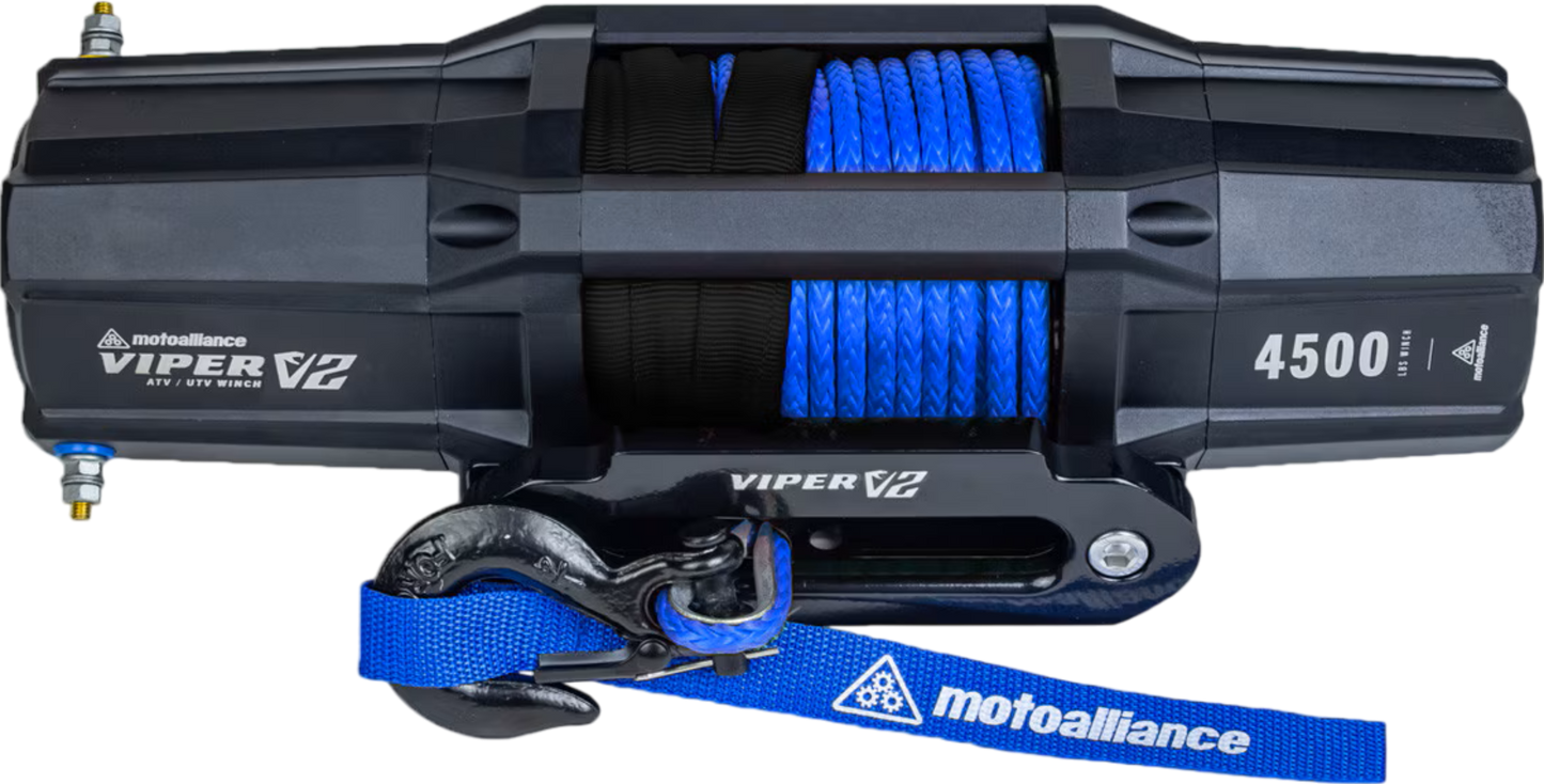 MotoAlliance Viper V2 ATV/UTV Winch Wide Spool 4500lbs New - VT4500SE_BL