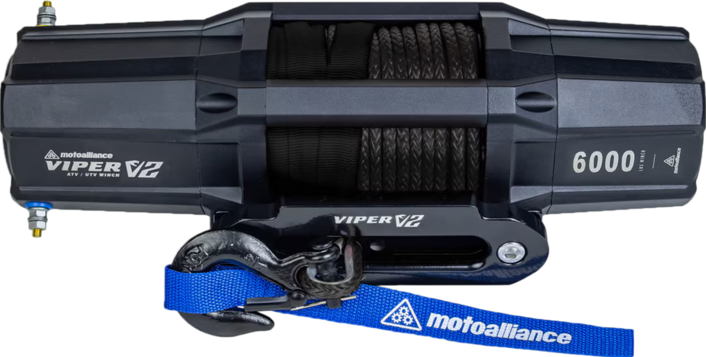 MotoAlliance Viper V2 ATV/UTV Winch Wide Spool 6000lbs New - VT6000SE_BK