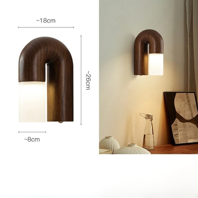 Vintage Solid Ash Wood + Acrylic LED Wall Lamp - Procure Décor