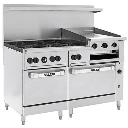 Vulcan 60SS-6B24GBP Endurance 6 Burner 60" Liquid Propane Gas Range with Griddle/Broiler and Standard Oven Base - 268,000 BTU - 60SS-6B24GBP