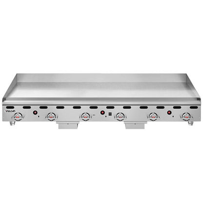Vulcan MSA-72-101 72" Countertop Natural Gas Griddle with Snap-Action Thermostatic Controls - 162,000 BTU - MSA72-101
