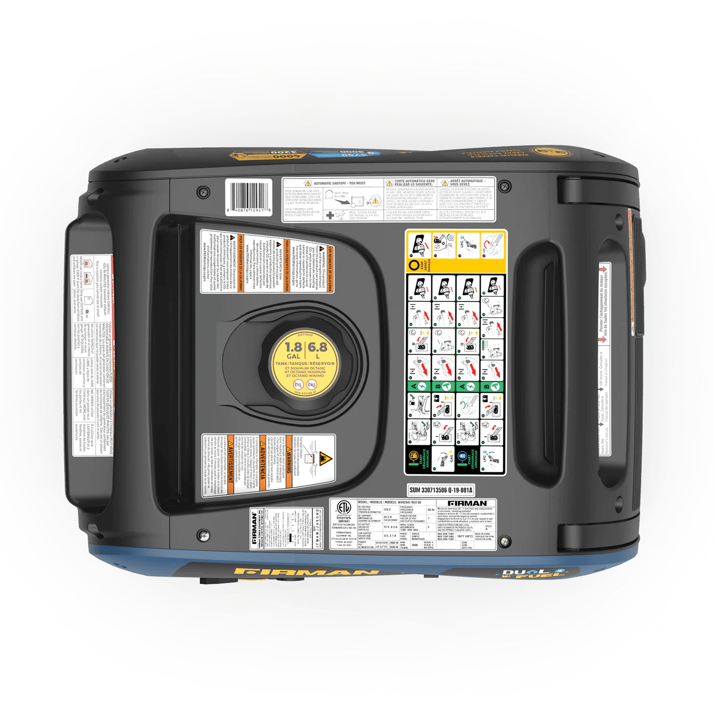 Firman WH03242 Dual Fuel Gas Propane Inverter Generator 3200W/4000W 30 Amp Low THD Parallel Ready with Electric Start Manufacturer RFB WH03242