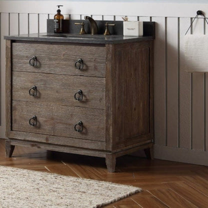 Legion Furniture WH8436 36 Inch Wood Vanity in Brown with Moon Stone Top, No Faucet