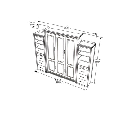 Queen Murphy Bed w/ Storage Cabinets, Walnut, by Leto Muro