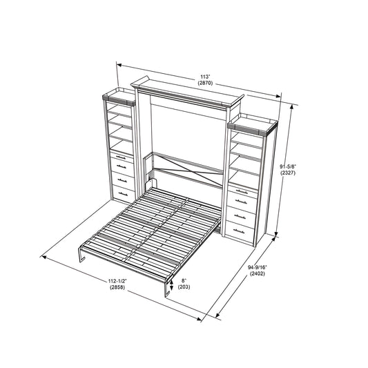 Queen Murphy Bed w/ Storage Cabinets, Walnut, by Leto Muro