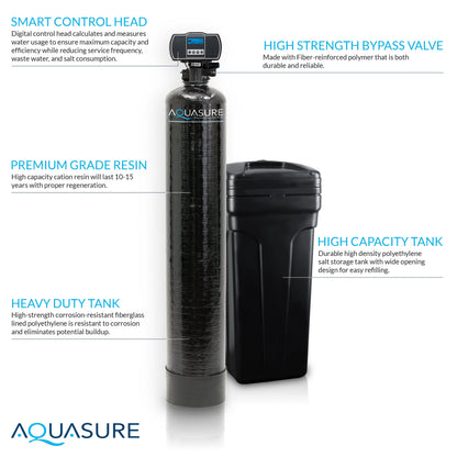 Aquasure Signature Series | 48,000 Grains Water Softener with 12 GPM Quantum De-Activator System and Triple Purpose Carbon Pre-Filter - AS-WSUV48D