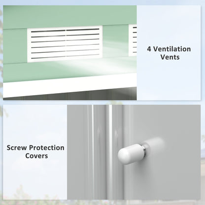 Outsunny EverBase 7' x 4' Outdoor Storage Shed with Foundation Kit, Double Lockable Door & Air Vents, Light Green - 845-030YG