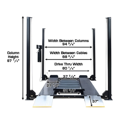 Atlas PRO8000EXT 4 Post Lift + RJ35 Sliding Jacks Combo - ATEXH-PRO8EXT-COMBO-FPD