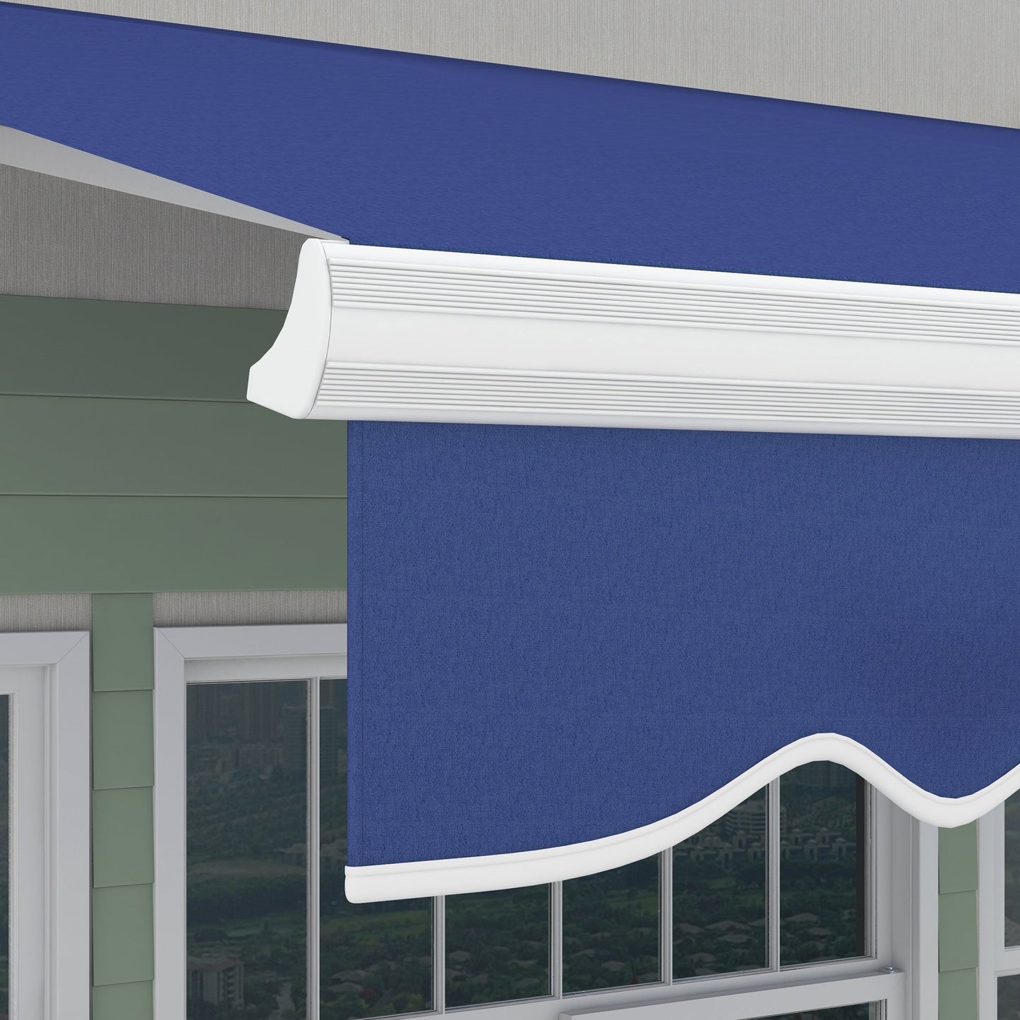 13' x 8' Manual Retractable Sun Shade w/UV Protection & Easy Crank, Dark Blue