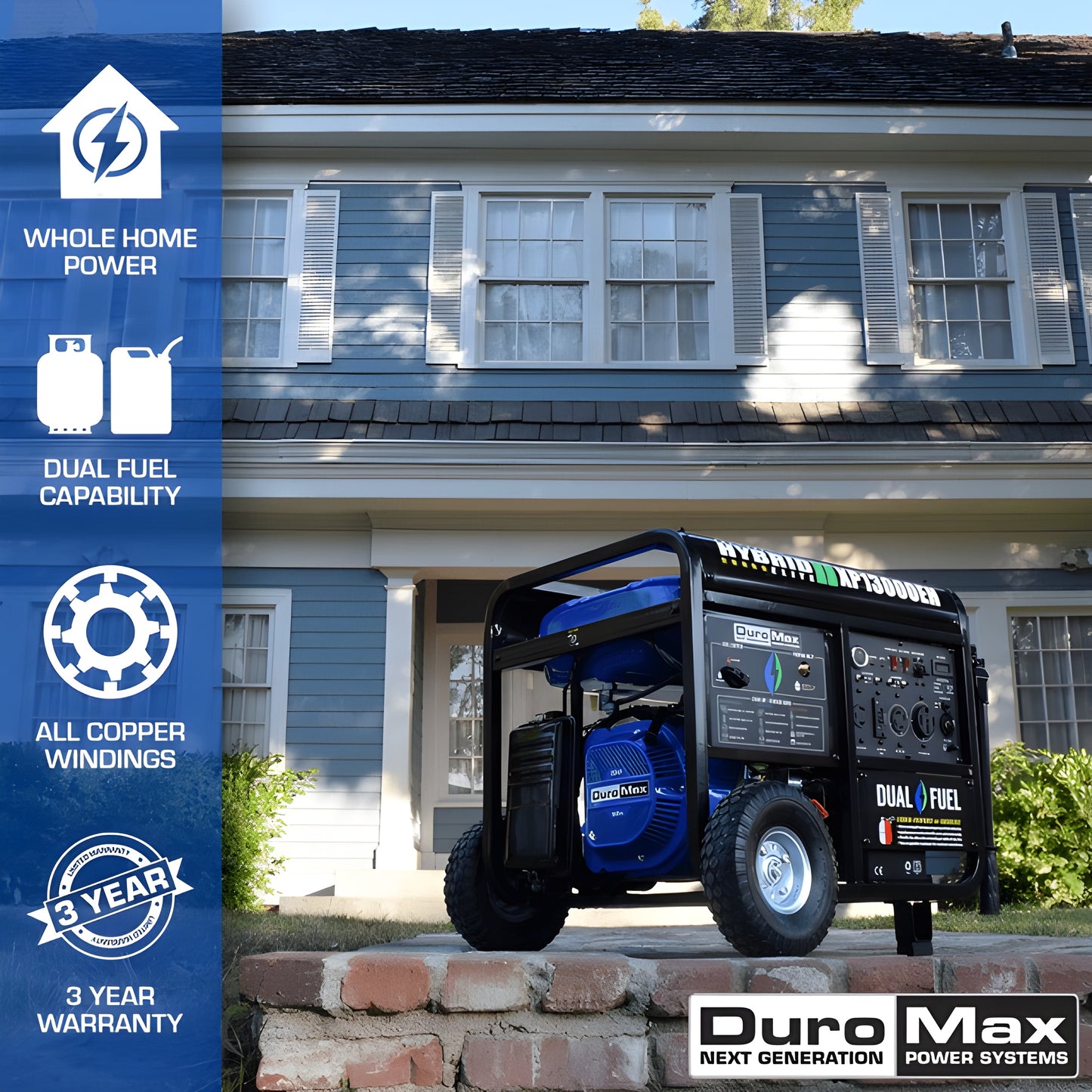 DuroMax 12,000 Watt Portable Dual Fuel Gas Propane CO Alert Generator - XP12000HX