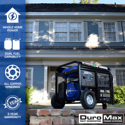 DuroMax 12,000 Watt Portable Dual Fuel Gas Propane CO Alert Generator - XP12000HX
