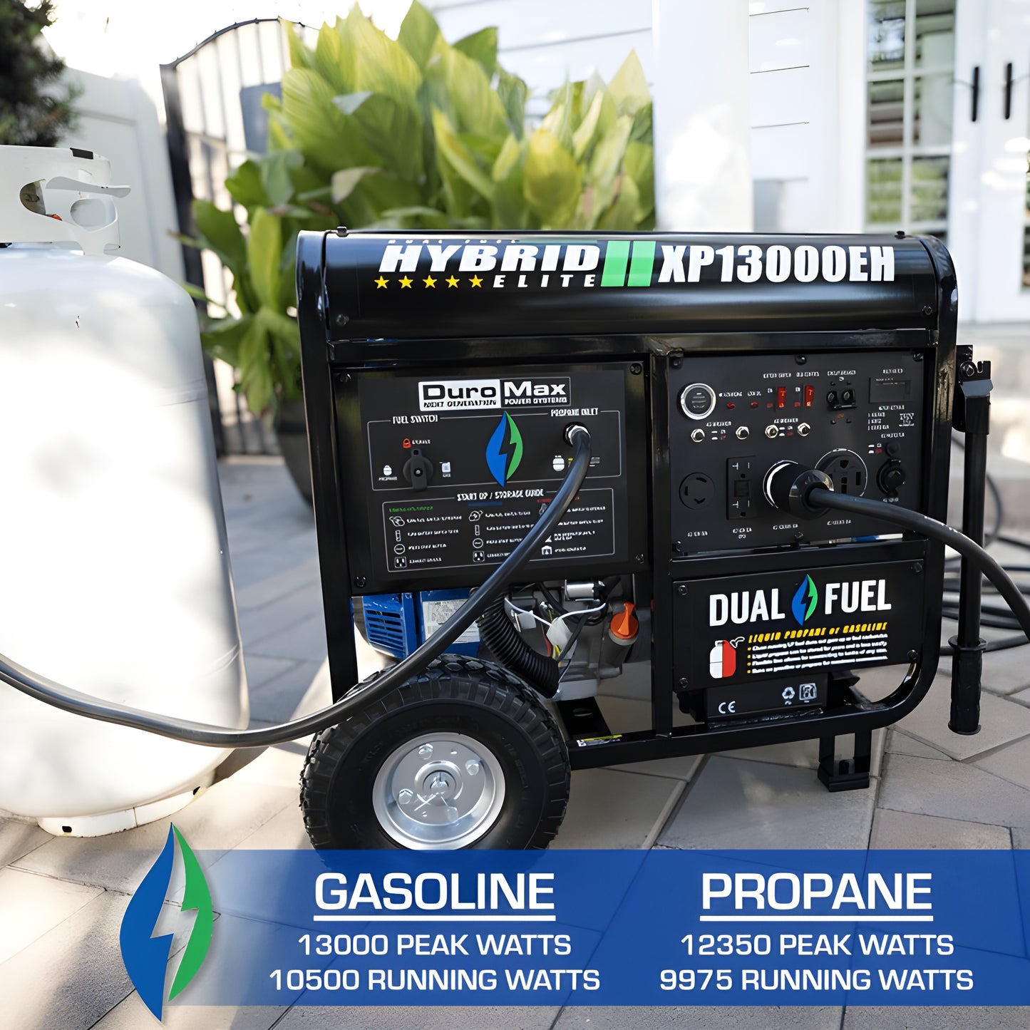 DuroMax 12,000 Watt Portable Dual Fuel Gas Propane CO Alert Generator - XP12000HX