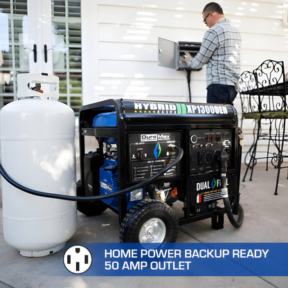 DuroMax 12,000 Watt Portable Dual Fuel Gas Propane CO Alert Generator - XP12000HX