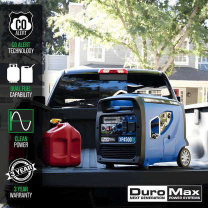 DuroMax 4,500 Watt Portable Dual Fuel Inverter Generator w/ CO Alert - XP4500iH