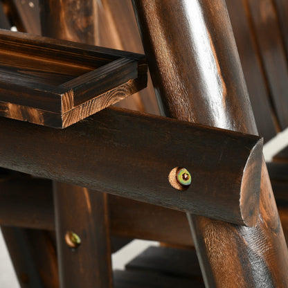 Outsunny 2-Person Outdoor Hanging Swing Chair with Adjustable Canopy and Side Trays - 84A-216