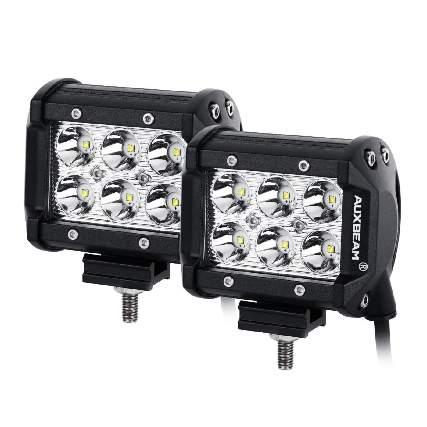 Auxbeam 7" LED Halo Headlights + 4" Inch LED Fog Lights with DRL + 5D-PRO 52" Straight LED Light Bar + Windshield Mounting Brackets + 18W Spot Beam Pod Lights Set for for Jeep Wrangler JK - GP00007760
