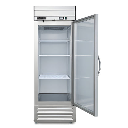 Maxx Cold V-Series 1 Glass Door Reach-In Refrigerator, Bottom Mount, in Stainless Steel - MVR-23GDHC