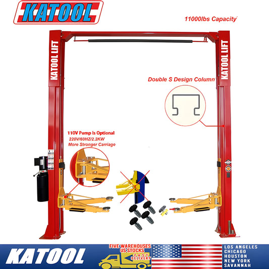 Katool Two Post Clear-floor Vehicle Lift 11,000lbs M110 - KT-M110