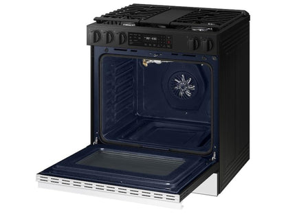 SAMSUNG Bespoke 6.0 cu. ft. Smart Slide-In Gas Range with Air Fry & Precision Knobs in White Glass - NSG6DB830012-KT