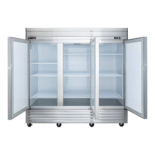 Maxx Cold V-Series 3 Door Reach-In Refrigerator, Bottom Mount, in Stainless Steel -  MVR-72FDHC