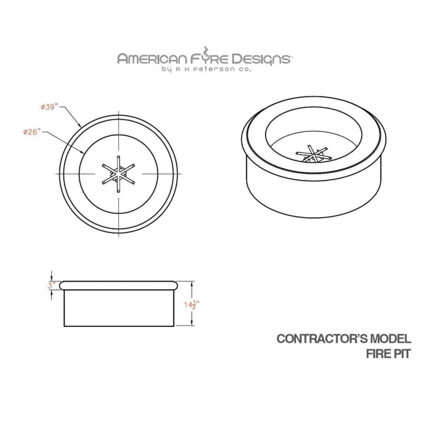 American Fyre Designs Contractor’s Model Fire Pit - 685-xx-11-M6xC
