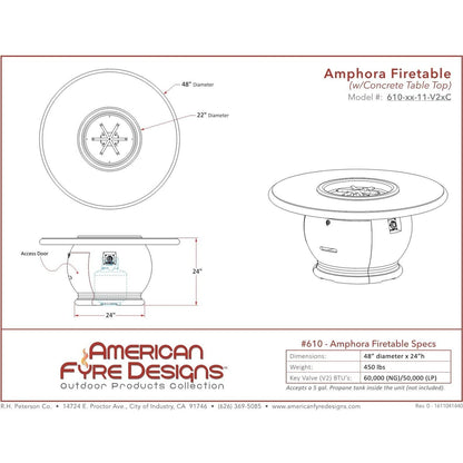 American Fyre Designs Amphora Firetable - 610-xx-11-M2xC