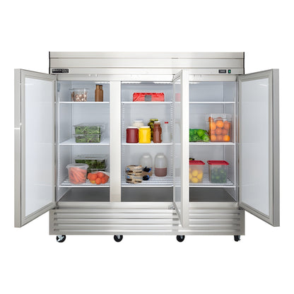 Maxx Cold V-Series 3 Door Reach-In Refrigerator, Bottom Mount, in Stainless Steel -  MVR-72FDHC