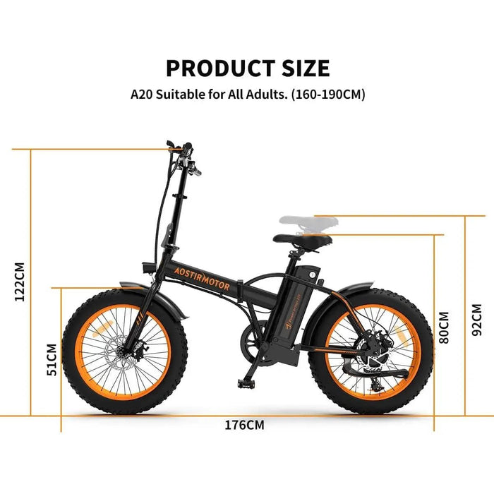 Aostirmotor A20 500W 36V Fat Tire Folding Electric Bike