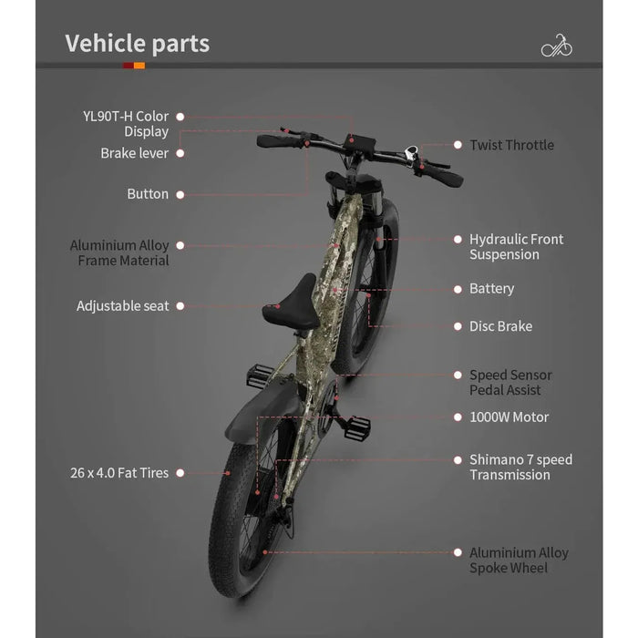 Aostirmotor Hero 1000W 52V Off-Road Electric Bike