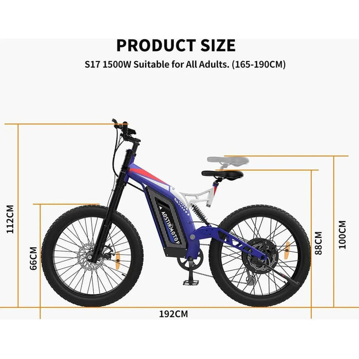 Aostirmotor S17-1500W 1500W 48V Full-Suspension Mountain Electric Bike